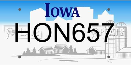 HON657 Iowa License Plate