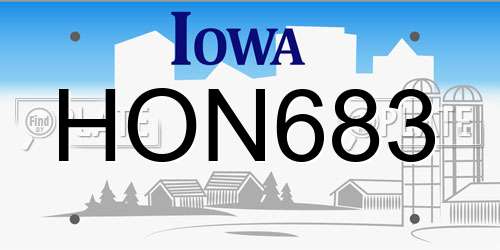 HON683 Iowa License Plate