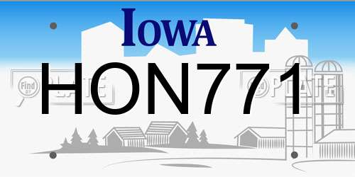 HON771 Iowa License Plate
