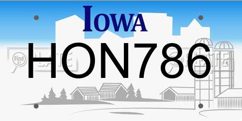 HON786 Iowa License Plate