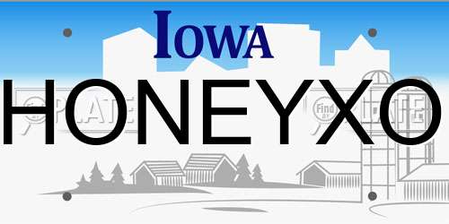 HONEYXO Iowa License Plate