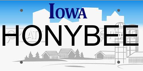 HONYBEE Iowa License Plate