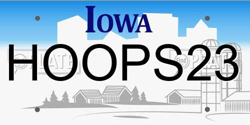 HOOPS23 Iowa License Plate