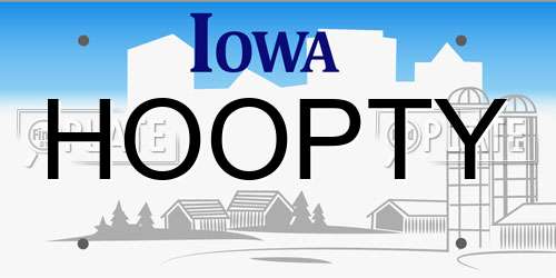 HOOPTY Iowa License Plate