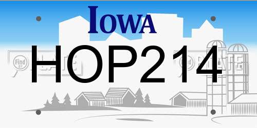 HOP214 Iowa License Plate