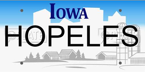 HOPELES Iowa License Plate