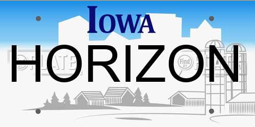 HORIZON Iowa License Plate