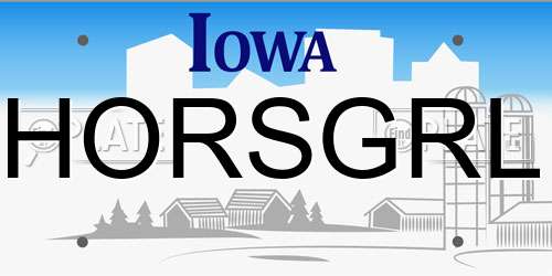 HORSGRL Iowa License Plate