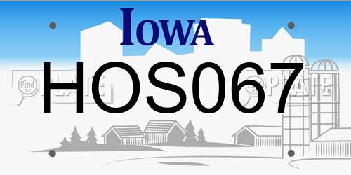 HOS067 Iowa License Plate