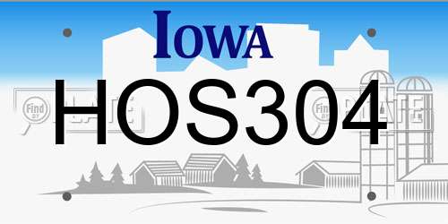 HOS304 Iowa License Plate