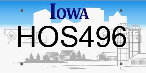 HOS496 Iowa License Plate
