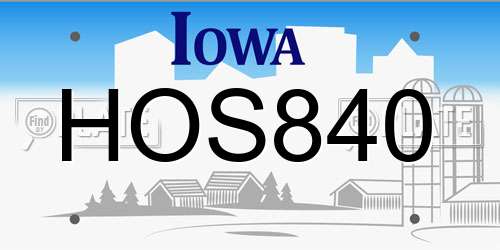 HOS840 Iowa License Plate