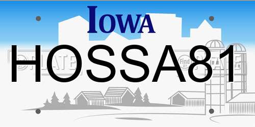 HOSSA81 Iowa License Plate
