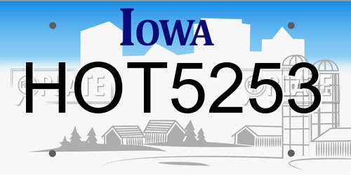 HOT5253 Iowa License Plate