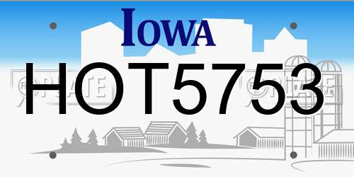 HOT5753 Iowa License Plate