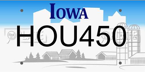 HOU450 Iowa License Plate