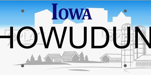HOWUDUN Iowa License Plate