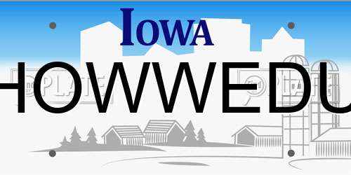 HOWWEDU Iowa License Plate