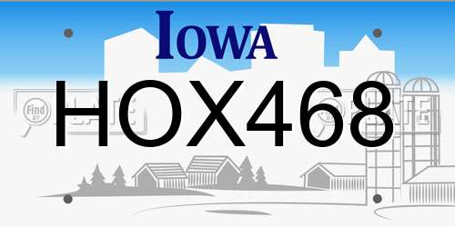 HOX468 Iowa License Plate