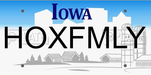 HOXFMLY Iowa License Plate
