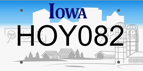 HOY082 Iowa License Plate