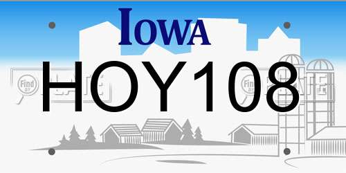 HOY108 Iowa License Plate
