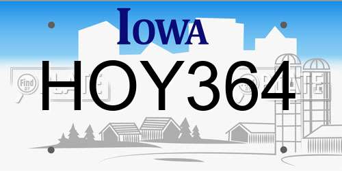 HOY364 Iowa License Plate