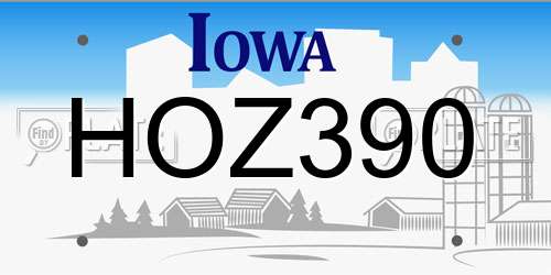 HOZ390 Iowa License Plate
