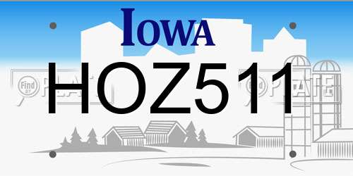 HOZ511 Iowa License Plate