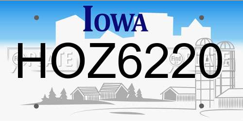 HOZ6220 Iowa License Plate