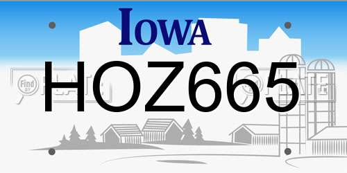HOZ665 Iowa License Plate