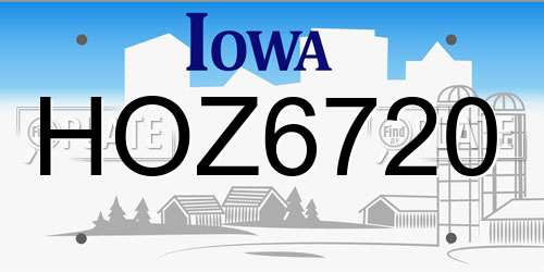 HOZ6720 Iowa License Plate