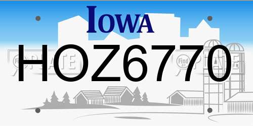 HOZ6770 Iowa License Plate