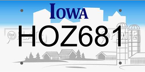 HOZ681 Iowa License Plate