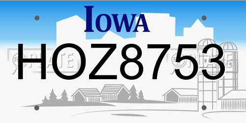HOZ8753 Iowa License Plate
