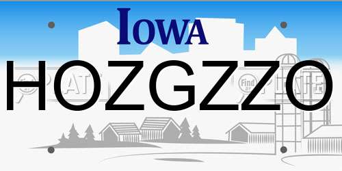 HOZGZZO Iowa License Plate