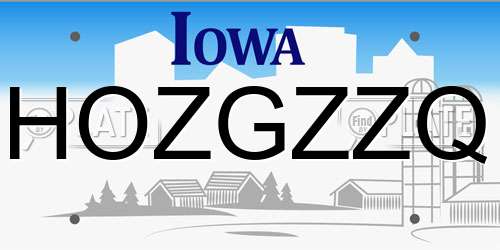 HOZGZZQ Iowa License Plate