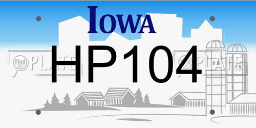 HP104 Iowa License Plate