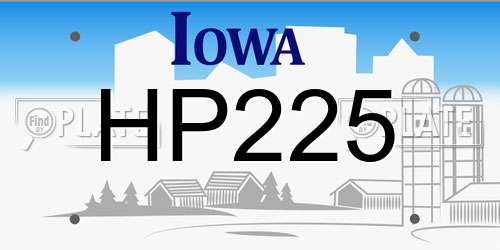 HP225 Iowa License Plate