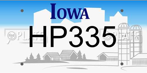 HP335 Iowa License Plate