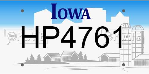 HP4761 Iowa License Plate
