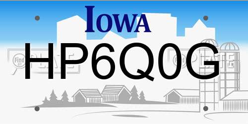 HP6Q0G Iowa License Plate