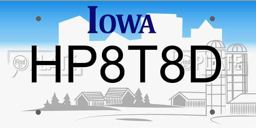 HP8T8D Iowa License Plate
