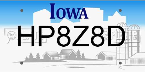 HP8Z8D Iowa License Plate