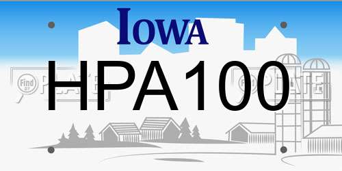 HPA100 Iowa License Plate