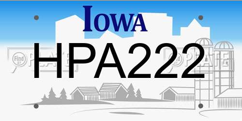 HPA222 Iowa License Plate