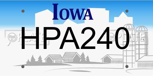 HPA240 Iowa License Plate