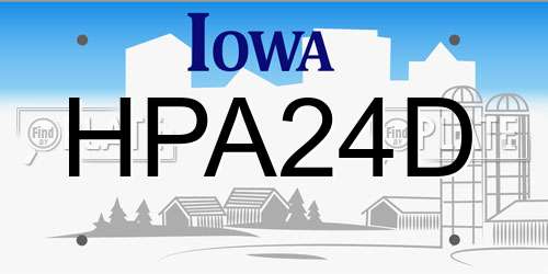 HPA24D Iowa License Plate