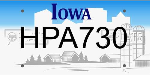 HPA730 Iowa License Plate