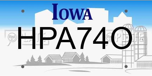 HPA74O Iowa License Plate